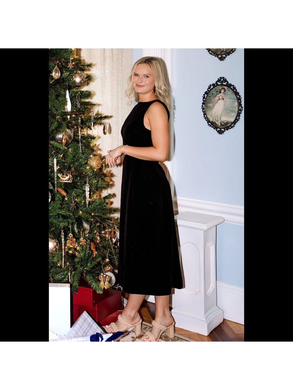 Savannah Taylor The Dress Shop Black Velvet Sleeveless Midi Dress NWT Luxury